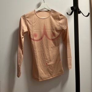 Nude color slim T shirt long sleeve